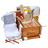 8-Frame Bee Hives and Supplies Starter Kit,Beehive Kit Dipped in 100% Beeswax,Bee Keeping Supplies-All Beginners Kit Includes Beekeeping Supplies Tool Set and Bee Suit.