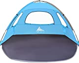 NXONE Beach Tent Sun Shade Shelter for 2-3 Person with UV Protection, Extended Floor, 3 Mesh Roll Up Windows & 8.0mm Fiberglass Rods丨Carry Bag, Stakes, Guy Lines Included (Ocean Blue)