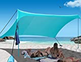 Easierhike Beach Shade Windproof Design,Sun Shelter UPF50+ Portable Family Tent with 6 Sandbags Anchors 7x7 FT 2 Pole Pop Up Outdoor Shelter for Beach, Camping, Fishing, Backyard and Picnics