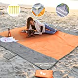 Covacure Beach Blanket Waterproof Sandproof 118'×108' Extra Large Beach Blanket Oversized for 4-8 Adults, Sand Free Beach Mat with 6 Stakes, Portable & Quick Drying Mat for Beach,Camping,Hiking