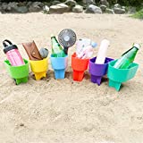 Home Queen Beach Cup Holder with Pocket, Multifunctional Sand Cup Holder for Beverage Phone Sunglass Key, Beach Accessory Drink Sand Coaster, Set of 6 (Blue, Teal, Purple, Green, Orange and Yellow)