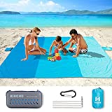 HIHOHO Sand Proof Beach Blanket, Large 82' X79' Family Nylon Beach Mat for 2-4 Adults Lightweight Outdoor Water Resistant Beach Accessories Portable Mat for Travel Camping Hiking (EVA Sports Package)