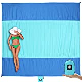 Wekapo Beach Blanket Sandproof, Extra Large Oversized 10'X 9' for 2-8 Adults Beach Mat, Big & Compact Sand Free Mat Quick Drying, Lightweight & Durable with 6 Stakes & 4 Corner Pockets
