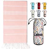 BAY LAUREL Turkish Beach Towel with Travel Bag 39 x 71 Quick Dry Sand Free Lightweight Large Oversized Beach Towel Turkish Towels Light Beach Towel Travel Towels