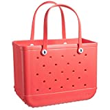 BOGG BAG X Large Waterproof Washable Tip Proof Durable Open Tote Bag for the Beach Boat Pool Sports 19x15x9.5 (X-Large, CORAL me mine)