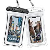 F-color Waterproof Phone Pouch, 2 Pack Transparent PVC Waterproof Phone Case, Beach Accessorie for Vacation Kayaking Camping Snorkeling Cruise, Waterproof Pouch Compatible for iPhone, Galaxy, One Plus
