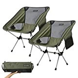 DENOBY 2 Pack Lightweight Camping Chairs, Portable Backpacking Outdoor Chair, Small Compact Collapsible Folding Camp Chair for Travel, Hiking, Festival, Concert, Picnic, Beach, Fishing (Olive Green)
