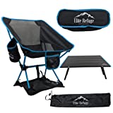 Elite Refuge Outdoors Backpacking Chair and Table; Ultra Lightweight Camping Table & Compact Chair & Net. Great for Picnics, Fishing, Beach, Camping, Hiking