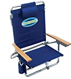 Tommy Bahama 5-Position Classic Lay Flat Folding Backpack Beach Chair, Navy