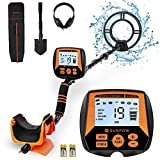 SUNPOW Metal Detector for Adults, Professional Waterproof Adjustable High Accuracy Metal Detector, 10'' Detection Depth, Pinpoint & Disc & Notch & All Metal 4 Modes, Strong Anti-Interference-GC-1083