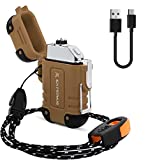 Extremus Blaze 360 Waterproof Lighter,Outdoor Windproof Lighter Dual Arc Lighter USB Rechargeable Flameless Lighter,Plasma Lighters for Camping,Hiking,and Outdoor Adventures, Brown
