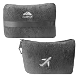BlueHills Travel Blanket Pillow in Mini Soft Case Premium Plush Airplane Blanket Soft Bag Compact Pack with Luggage Belt and Backpack Clip - Grey Gray M01