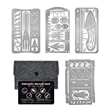 PSKOOK Survival Multitool Card Emergency Camping Tool EDC Kit in Your Wallet Outdoor Hunting Fishing Hiking Gear (Silver 4PCS)