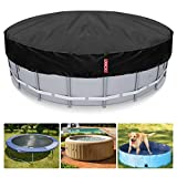 8 Ft Round Pool Cover, Solar Covers for Above Ground Pools, Inground Pool Cover Protector with Drawstring Design Increase Stability, Hot Tub Cover Ideal for Waterproof and Dustproof (Black)