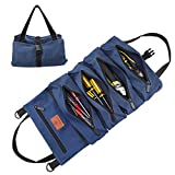 Wessleco Roll Up Tool Bag, Wrench Roll Up Pouch Canvas Tool Roll Organize (Blue)