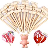 Wooden Hammer for Chocolate, Caffox 30Pcs Wooden Mallets Breakable Heart Hammer for Chocolate Heart, Toy Mallets for Kids, Crafts and Party Game Props
