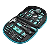 Amazon Basics Tool Set with Easy Carrying Round Pouch - 104-Piece, Turquoise