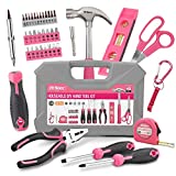 Hi-Spec Pink Household Tool Set, 42 Piece Small Essential Ladies Tool Kit For Home, Garage, Office and College Dorm