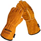 BEETRO Welding Gloves, Cow Leather Forge/Mig/Stick Welder Heat/Fire Resistant, Mitts for Oven/Grill/Fireplace/Furnace/Stove/Pot Holder/Tig Welder/Wood Burner/BBQ/Animal handling glove with Soft Lining, 1 Pair
