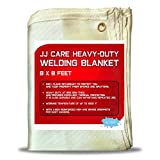 JJ CARE Heavy Duty Welding Blanket 8x8 ft Fiberglass Welding Curtain [850GSM Thick] Weld Blanket 36 Sq Ft Welding Shield, Weld Curtain for Industrial and Home Use