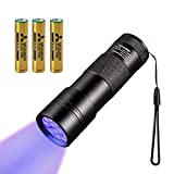 UV Flashlight Black Light, Handheld Blacklight Flashlights 12 Led 395nm Mini Light Torch Detector for Dog Pet Urine Stains, Bed Bugs and Scorpions, AAA Batteries Included, (TT-FL001)
