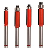 1/4 Inch Shank Top End Bearing Flush Trim Router bits Set-4pcs, Milling Cutting Diameter Carpenter Woodworking Tools, Gift for DIY and Woodworking Professionals