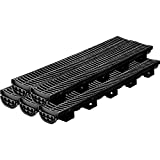 VEVOR Trench Drain System, Channel Drain with Plastic Grate, 5.8x3.1-Inch HDPE Drainage Trench, Black Plastic Garage Floor Drain, 5x39 Trench Drain Grate, with 5 End Caps, for Garden, Driveway-5 Pack