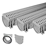Source 1 Drainage Trench & Driveway Channel Drain with Concrete Grey Grate