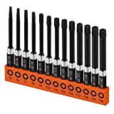 HORUSDY 13-Piece Impact Rated 3' Security Torx Bit Set for 1/4”Screwdriver, Drill & Impact Driver, S2 Alloy Steel, 75mm Long