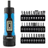 NEIKO 10574A 1/4” Drive Torque Wrench Screwdriver Set | 30 Pieces of S2 Steel Philips, Hex, Slotted, and Torx Bits | 10 to 60 Inch-Pounds Torque Adjustment Range | Firearms Accurizing and Gunsmithing