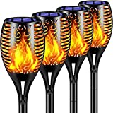 TomCare Solar Lights 99 LED Higher & Larger Flickering Flame Solar Torch Lights 43' Waterproof Outdoor Lighting Solar Powered Pathway Lights Landscape Decoration Lighting for Garden Patio Yard, 4 Pack