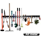 YueTong All Metal Garden Tool Organizer,Adjustable Garage Wall Organizers and Storage,Heavy Duty Wall Mount Holder with Hooks for Broom,Rake,Mop,Shovel（4 Pack）