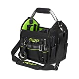 AWP 12' Pro Tool Tote | Water Resistant Tool Bag with Rotating Handle, Removable Shoulder Strap and 21 Tool Storage Pockets, Black/Green