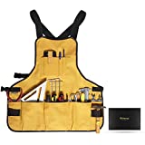 Briteree Work Tool Apron for Men and Women, Torso Length with 21 Tool Pockets, Gift for Woodworker, Durable Canvas Bib Apron For Carpenters, Mechanics, Painters, Gardeners and DIY Enthusiasts