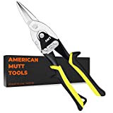 AMERICAN MUTT TOOLS Professional 10 Inch Compound Action Straight Cut Aviation Tin Snip – Easily Cut Through Steel, Tin, Wire, Copper, Vinyl and Leather – Great for DIY and Construction
