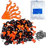 Tile Leveling System Kit,200pcs Reusable Tile Leveler Spacers+1000pcs 1/12' Cross-shaped Tile Spacers+5pcs Wrench+50pcs 1/16' Replaceable Spare Steel T-Pin,Tools for Wall Floor Tile Adjustment(200)