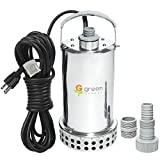 Green Expert 1HP Sump Pump Submersible 4000GPH High Flow for Fast Water Removal from Pool Basement Sump Pit Garden Pond Hot Tub Tankless Water Heaters Flush Pumping 203627