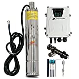 JENENSERIES Pump 500W DC 48V Solar Water Pumps, Max head 393ft,7.9GPM Flow，3 inch Solar deep well submersible Pumps with MPPT controller float switch kits for home or farm