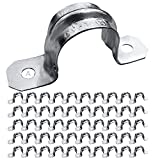 (Pack of 50) AP-10451, 3/4 Inch Two Hole Snap On Pipe Strap for EMT Conduit Installation, Reinforced Rib for Extra Strength, Galvanized Zinc Plated Metal, Tension Clamp for Easy Snap-On