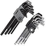 Torx Wrench and Security Bit Wrench Set (18 Wrenches) 9 Standard Torx Star Wrenches and 9 Security Tamper Proof Torx Wrenches
