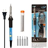 LDK Soldering Iron Kit Electric 60W 110V Adjustable Temperature Soldering Gun Welding Tools, 5pcs Replacement Tips and Solder Wire Tube (Basic)