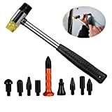 Rubber Hammer 9 Heads Tap Down Tools Knock Down Head Tap Down Tools Set Dent Repair Tools Dual Head Plastic and Rubber Hammer Metal Mallet Hammer Double-Faced Soft Hammer(25mm)