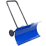 Snow Shovel with Wheels: Ohuhu Heavy Duty Metal Shovels with Adjustable Height & Angle for Snow Removal, Wheeled Snow Pusher with 30'x16' Blade Plow Efficient Snow Remove Tool for Driveway Doorway