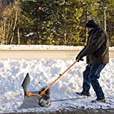 Snow Shovel with Wheels,Snow Pusher Shovel,Snow Pusher with Adjustable Height & Angle for Snow Removal,Heavy Duty Bi-Directional Wheeled Snow Pusher Shovel