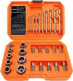 WYBENZ Screw&Bolt Extractor Set and Left Drill Bit Kit, Easy Out Broken Lug Nut Extraction Socket Set for Damaged, Frozen,Studs,Rusted, Rounded-Off Bolts, Nuts & Screws(29PCS)