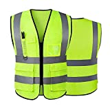 Reflective Safety Vest for Women Men High Visibility Security with Pockets Zipper Front Meets ANSI/ISEA Standards…