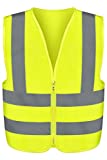 NEIKO 53942A High Visibility Safety Vest with Reflective Strips | Size X-Large | Neon Yellow Color | Zipper Front | For Emergency, Construction and Safety Use
