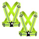 Cezmkio Reflective Safety Vest 2pcs, Adjustable Running Gear for Outdoor Jogging, Cycling, Walking, and Riding (Green)