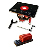 JessEm 02120 Mast-R-Lift II Router Lift with Top Plate and 10-Piece Insert Ring Kit with Caddy for Router Plates and Lift Systems (2 Items)