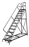 Tri-Arc UKDEC112246 U-Design Configurable 12-Step Forward Descent Incline Rolling Ladder with 24' Wide Perforated Tread